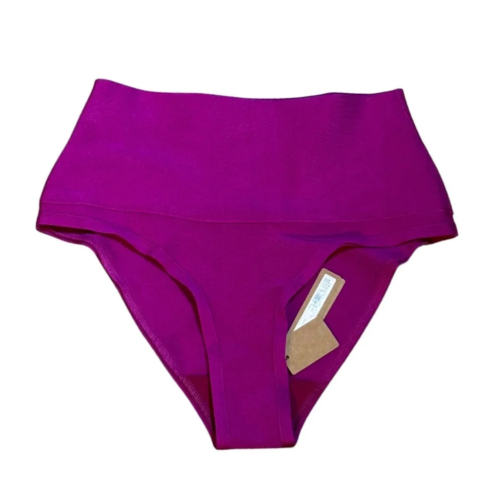 SKIMS Knit Swim High Waist Bikini Bottom Lollipop Pink‎ XS SW-HWB-0167 NEW